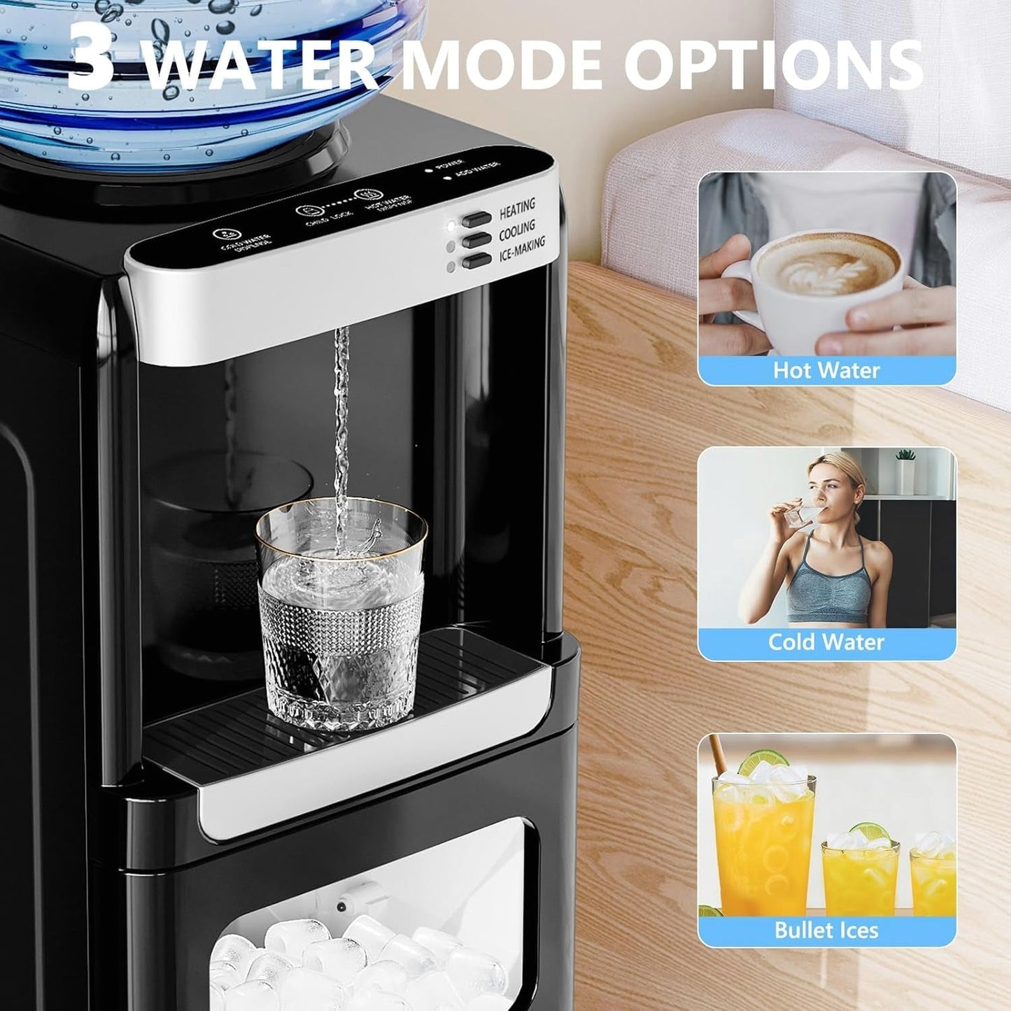 3-in-1 water dispenser and ice maker